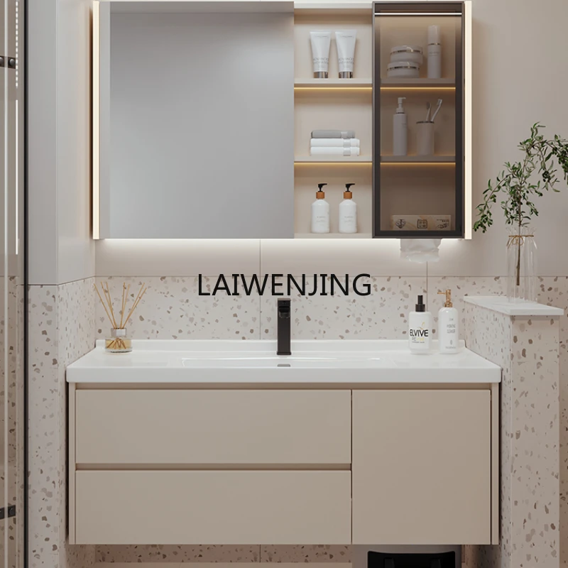 

CF bathroom cabinet can be placed with sweeping robot sweeping and dragging integrated storage ceramic face wash basin