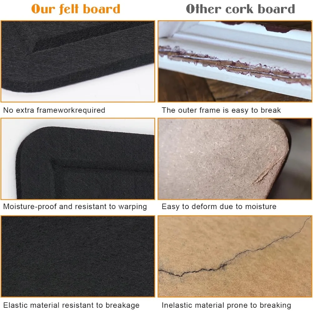 لوحة إعلانات لباد كبيرة مقاس 48 × 36 بوصة، لوحة صور ذاتية اللصق قابلة للطي ومزاج رؤية للمنزل والمكتب والفصول الدراسية #5