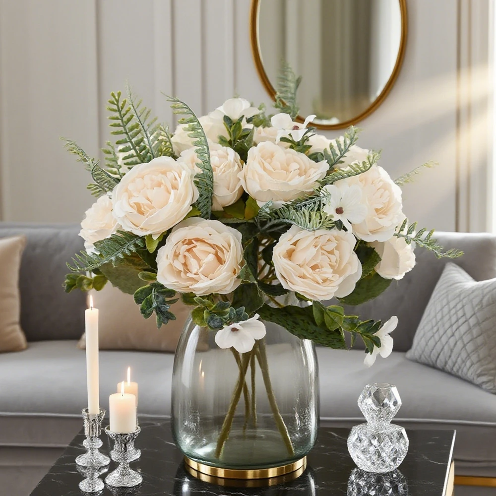 

6pcs Artificial Flowers Peony Home Room Table Decorati Festival Wedding Handmade Bouquet Outdoor Yard Garden Diy Gift Box Wreath
