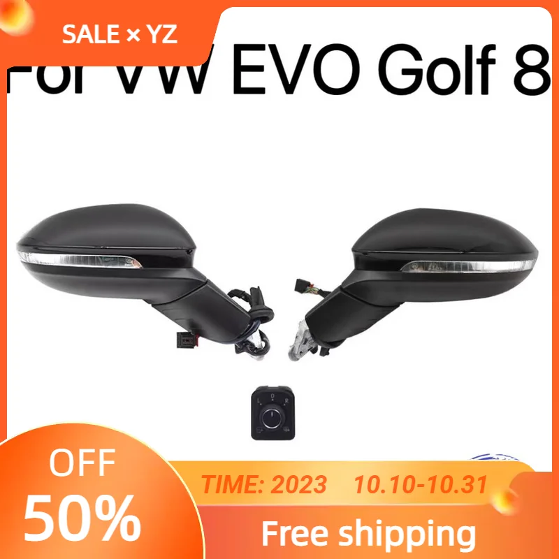 

New Original Piano Black Electric folding rearview mirror set For VW EVO Golf 8 Golf mk8 EVO Golf