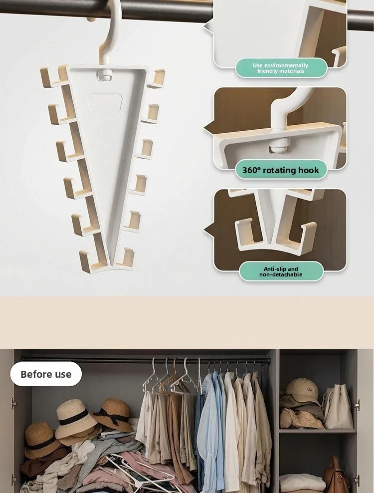 Stapelbarer V-förmiger Multi-Haken Aufhänger, Platzsparender Schrank-Organizer für Wohnheim & Zuhause – Detail 9