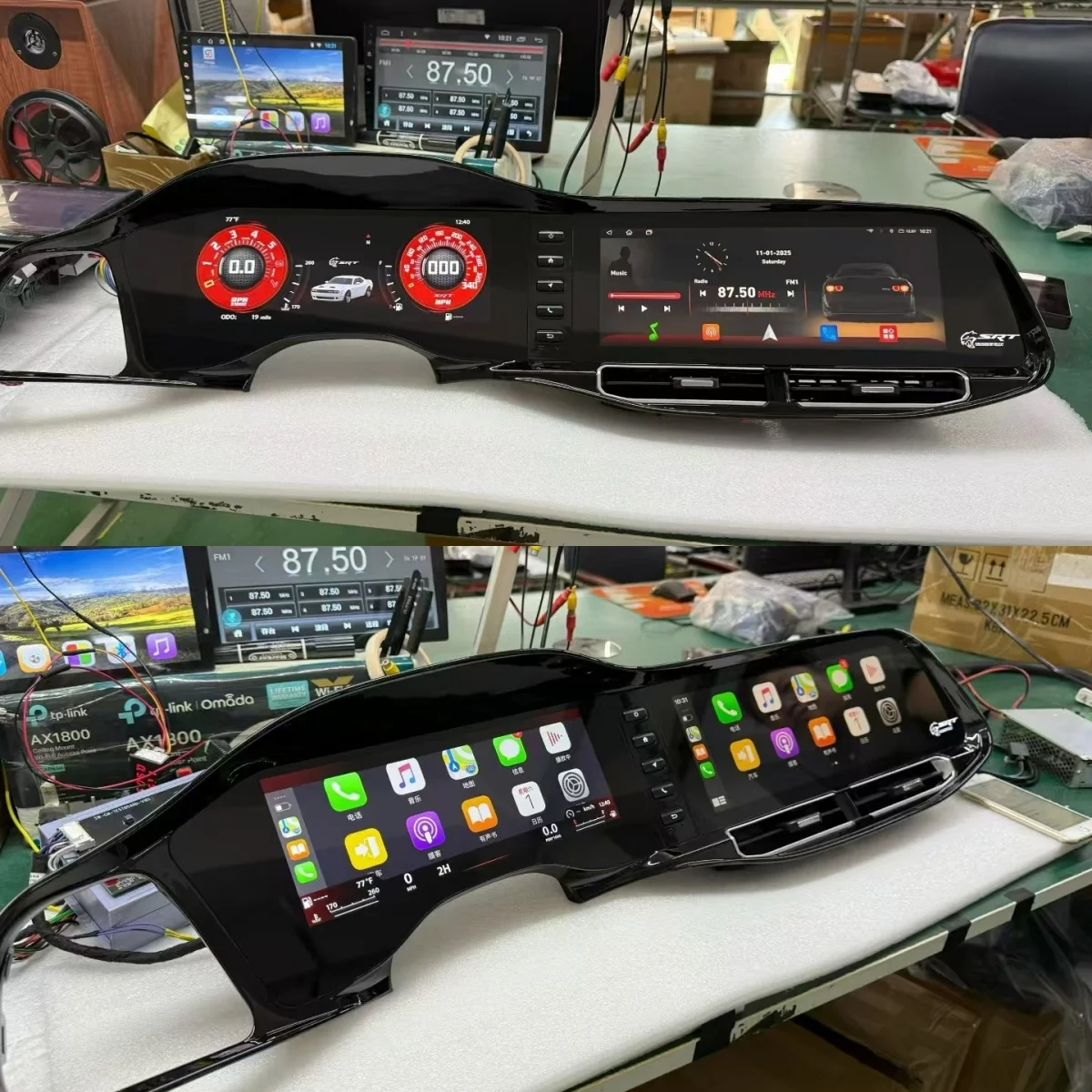 24.6inch Screen For DODGE Challenger SRT Hellcat 2010-2024 Car Stereo GPS Navigation Auto Radio Carplay + LCD Digital Cluster