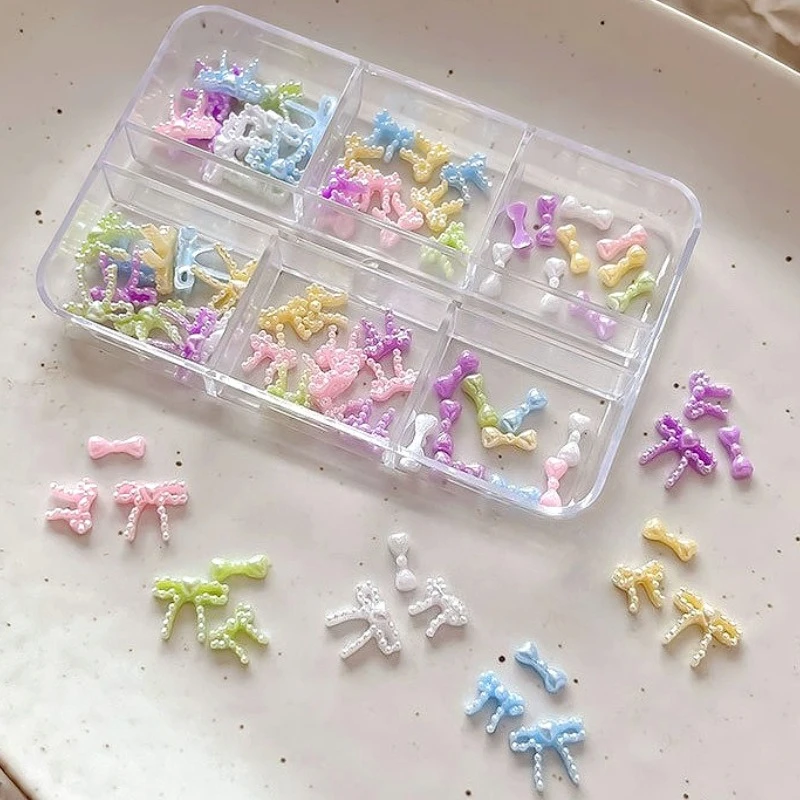 

Korean Style Colorful Bowknot Butterfly Pearl Leopard Ribbon Snowflake Christmas Star Resin Nail Art Accessories Decoration Tool