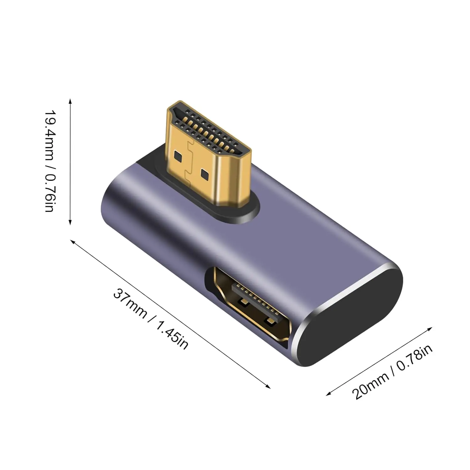 8K HDMI Right Angle 90 Degree HDMI 2.1 Male to Female Extension Adapter Support 8K@60Hz / 4K@120Hz HDR, 48Gbps Data Transfer