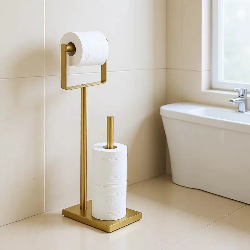 for Black Floor to Ceiling Tissue Holder Storage Rack Roll Dispenser Household Bathroom Toilet Paper Stand