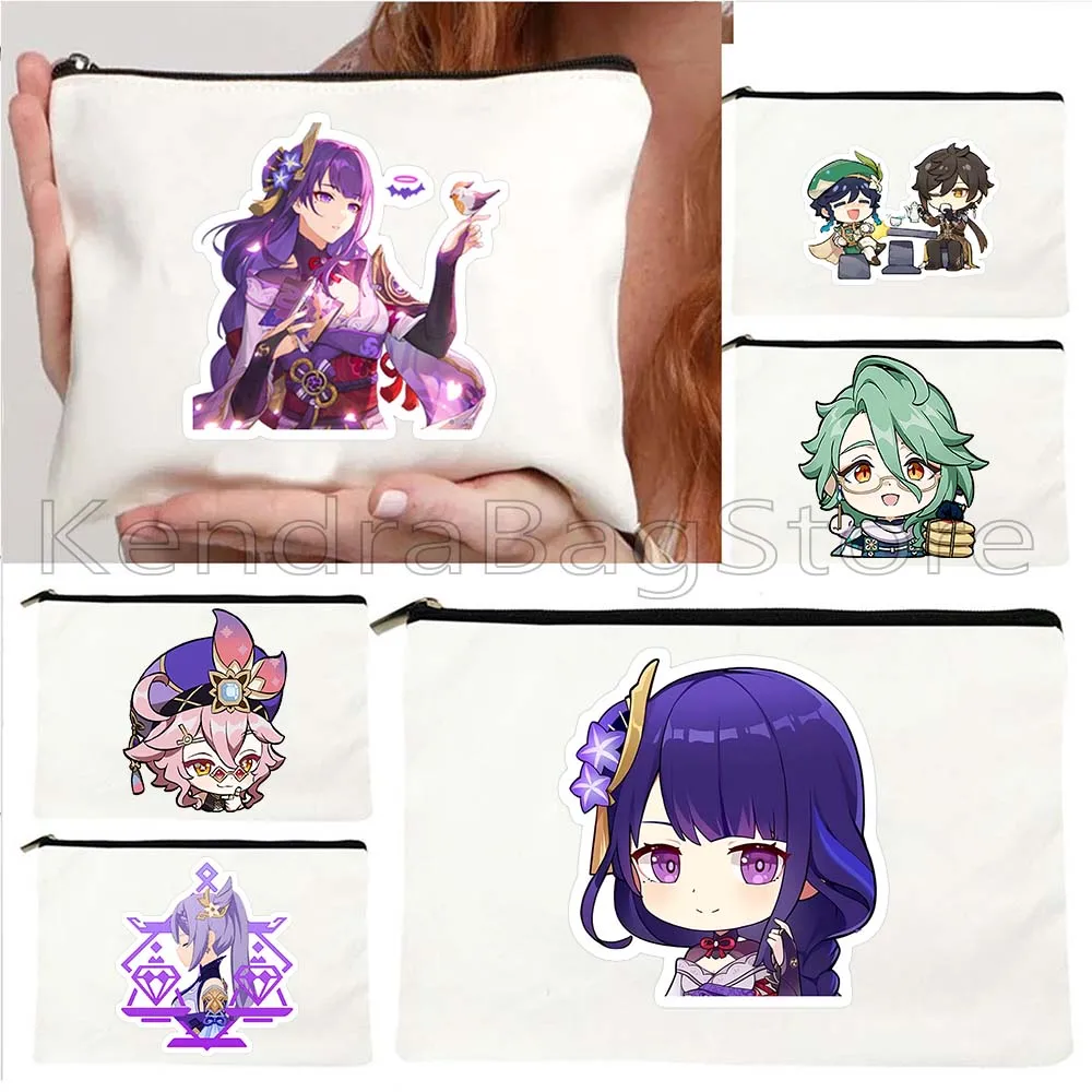 

Chibi Genshin Impact Gifts RAIDEN SHOGUN Xiao Baizhu Keqing KAEYA Dori Venti Zhongli Sayu Canvas Cosmetic Makeup Bag Case Pouch