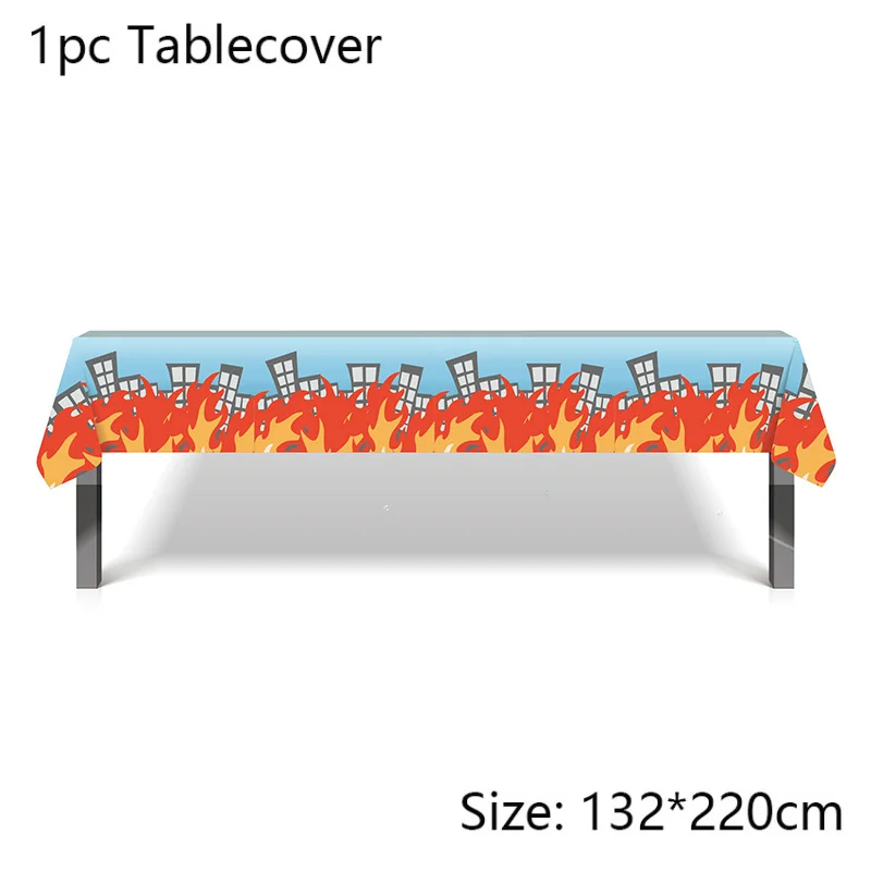 Firefighter Table Covers Fire Truck Birthday Party Tablecloth Plastic Tablecloth Boy Birthday Decor Fireman Theme Party Supplies