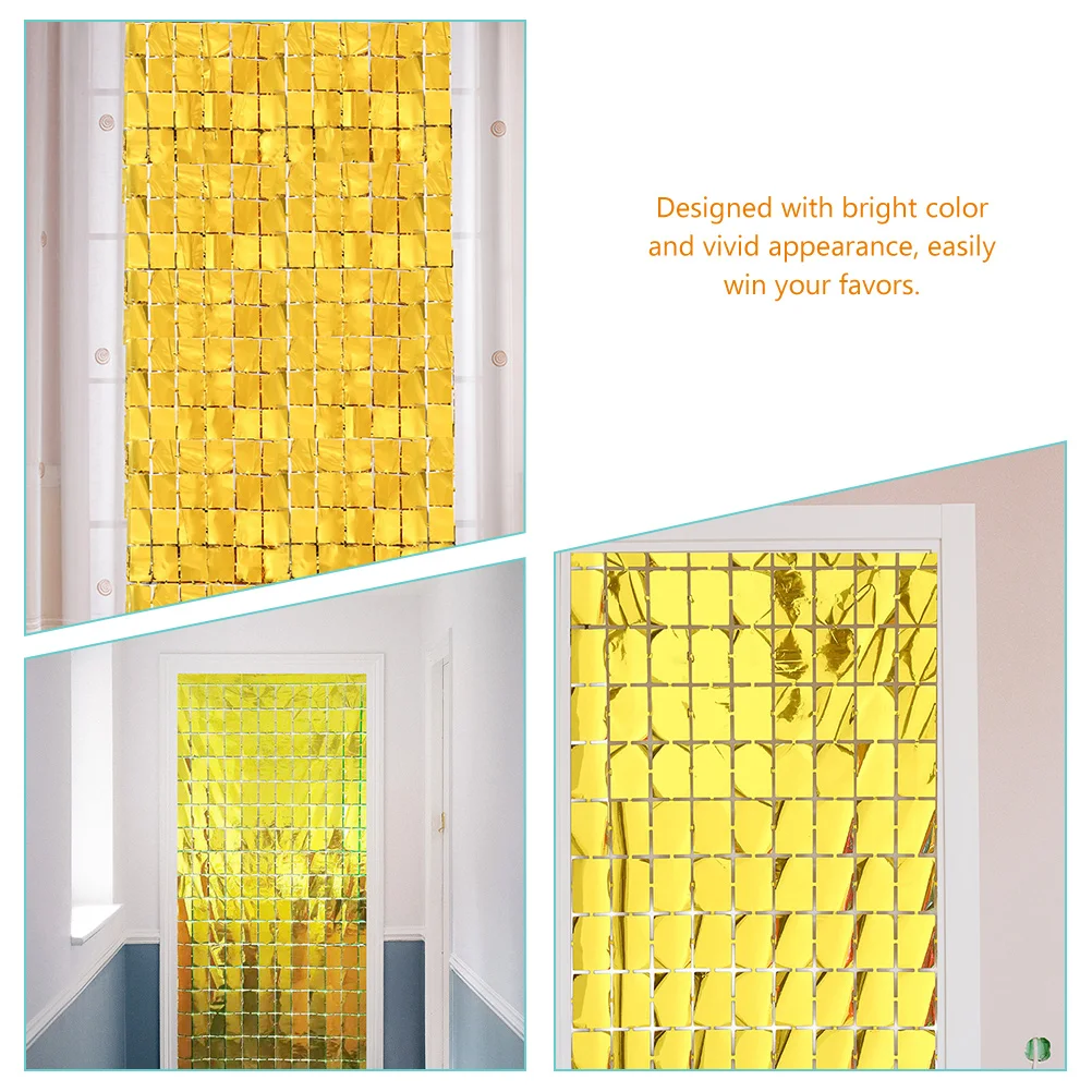 

2 Pcs Gold Tinsel Curtain Square Rain Fringe Door Glitter Backdrop Wedding Decor