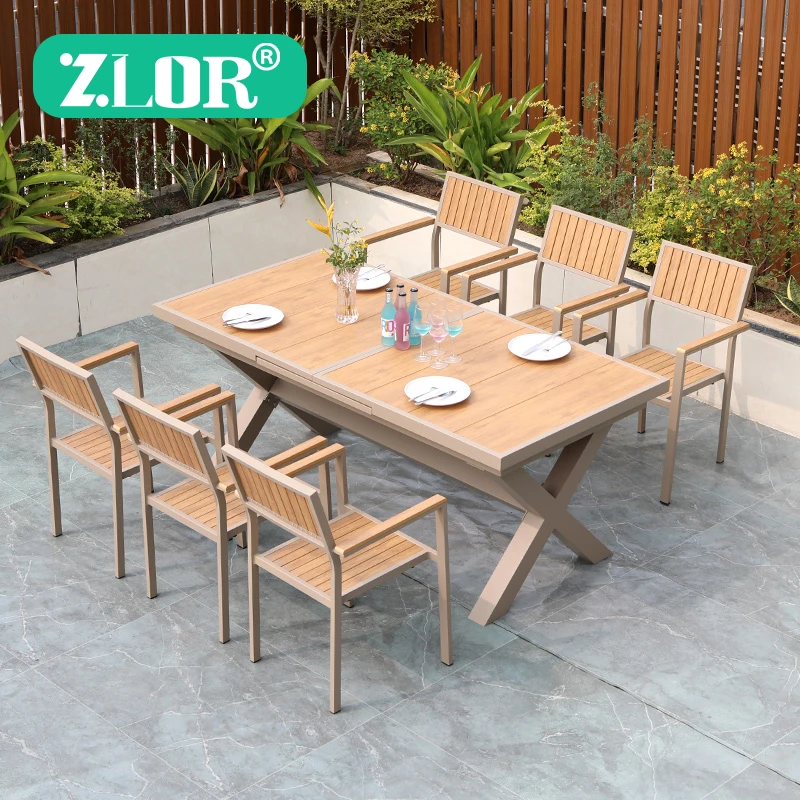 Modern Outdoor Dining Table Set for Hotel Use Aluminum Frame Durable & Waterproof Patio & Garden Furniture