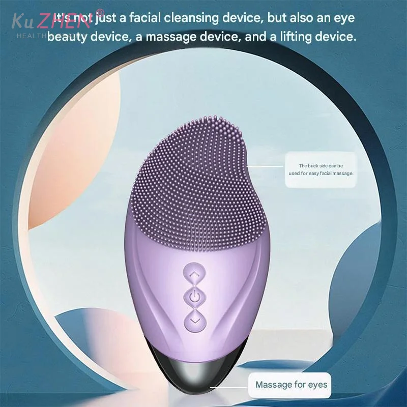 Escova de Limpeza Facial Elétrica Ultrassônica de Silicone para Limpeza Profunda dos Poros e Massagem Facial