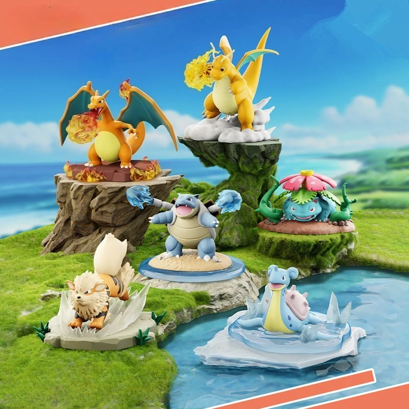 

2026 New Genuine Pok É Mon Series Battle Moment Ornament Desktop Spitfire Dragon Bulbasaur Flower Handmade 2026 New Genuine Orna