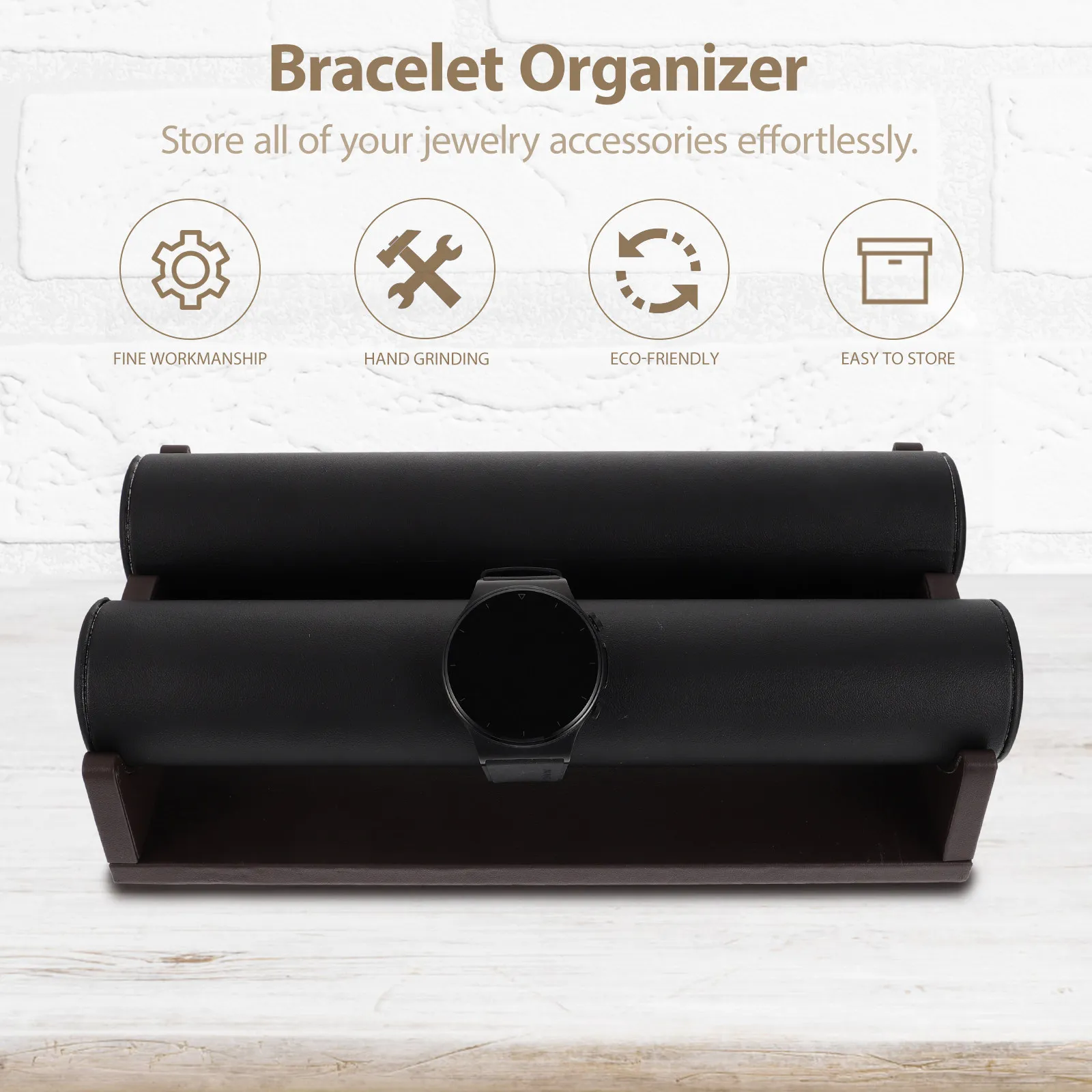 

Detachable PU Double Tube Bracelet Rack Soft Touch Jewelry Holder Stand for Home Shop Display Organizer Scratch Protection