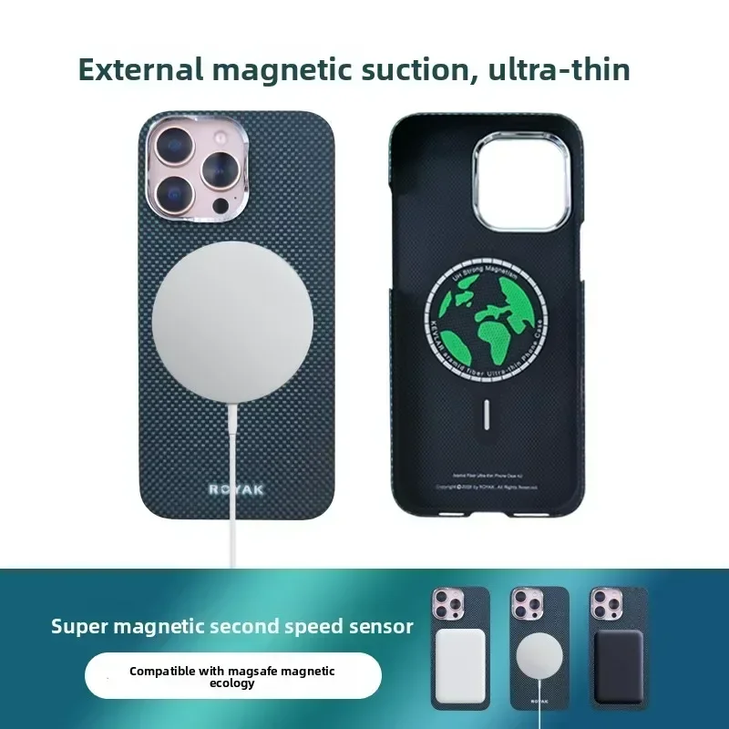 เคสโทรศัพท์มือถือสำหรับ Apple 14-16 ทำจากใยเคฟลาร์อะรามิด เรียบง่ายและทันสมัย รุ่น R-ROYAK S-Songqing เหมาะสำหรับ