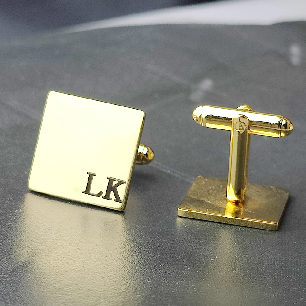 Personalized Custom Engraved Name Cufflinks With Gift Box Stainless Steel Round Square Cufflink Shirt Buttons Jewelry