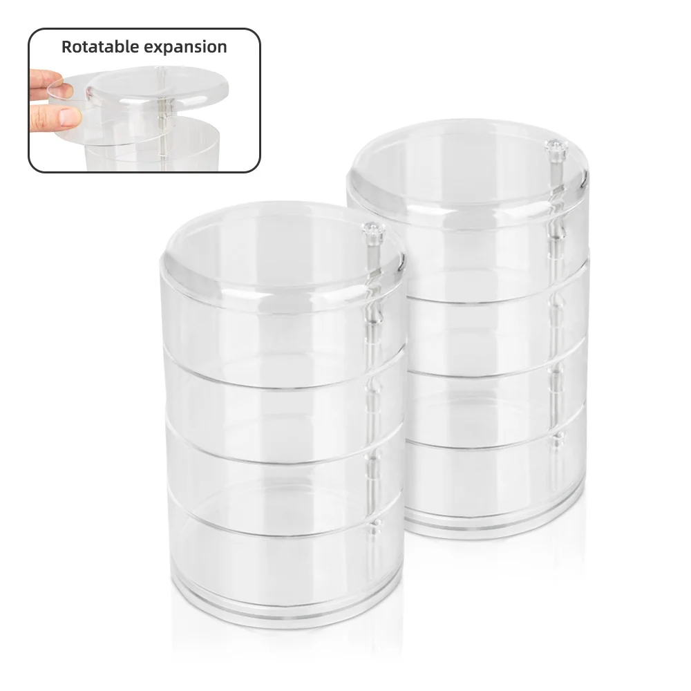 Four-layer storage box Rotating  Storage Box Makeup Storage Rack  Round Plastic Organizer Boxes Holder Display Rack with Cover