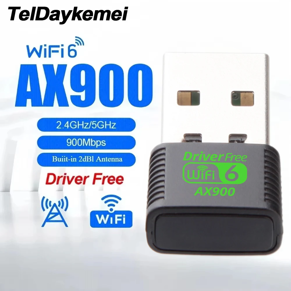 USB-адаптер Wi-Fi 6, двухдиапазонный адаптер AX900, 2,4 ГГц/5 ГГц для настольных ноутбуков, Windows 10/11