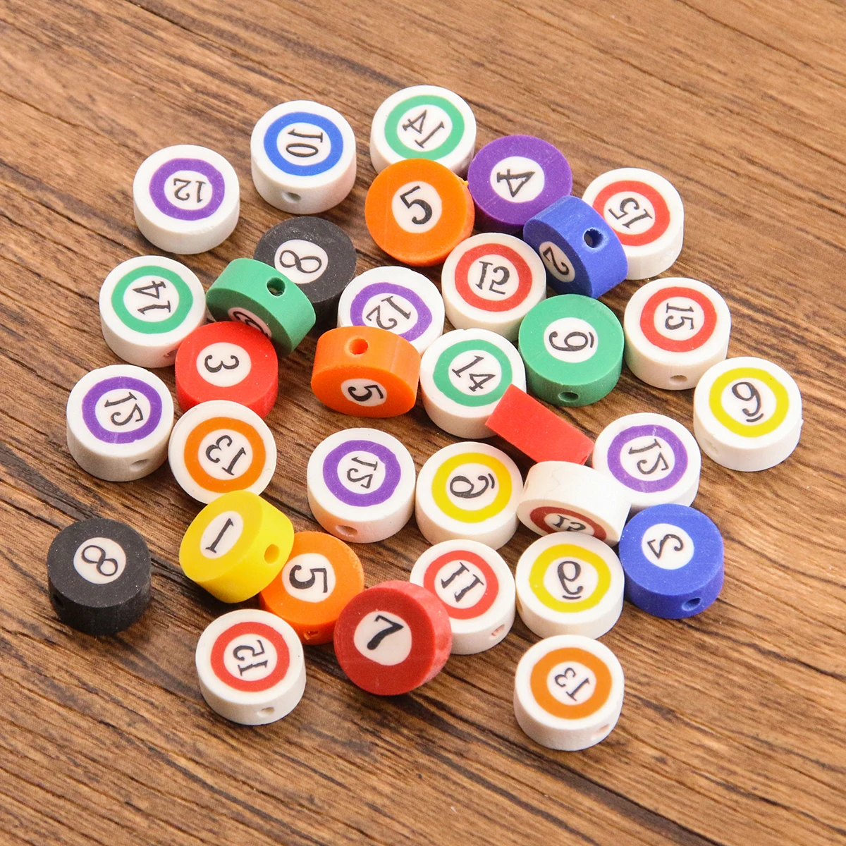 30Pcs 2 Styles Mix Colors Round Digit Symbol Figures Shape Clay Spacer Beads Polymer For Jewelry Making DIY Handmade Accessories