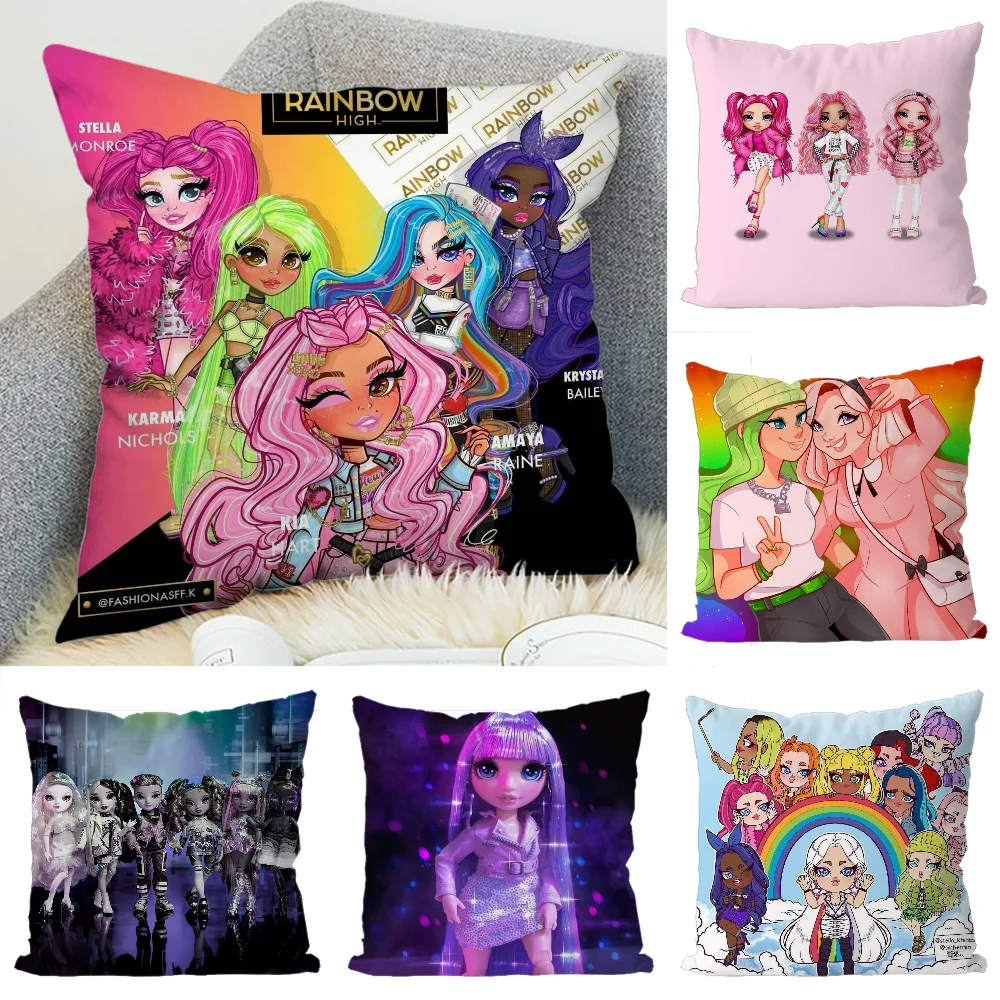 

Rainbow High Pillow Case Luxury Double-sided For Car Pillows 45x45 Cushions Cover Home And Decoration Sofa Pillowcase 50x50