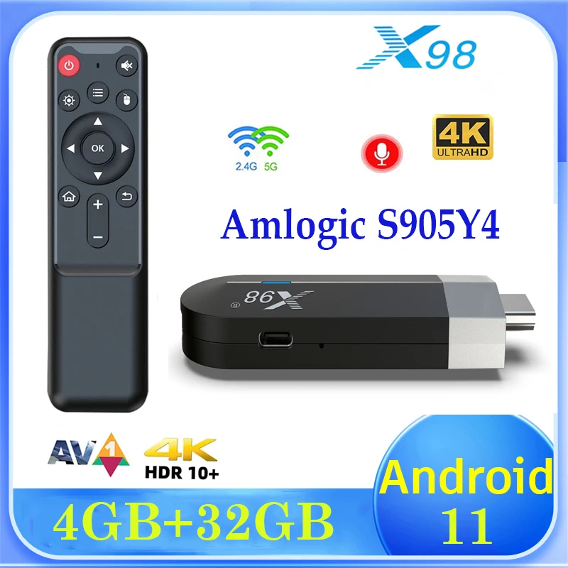 X98 S500 Android 11 Amlogic S905Y4 Quad Core  2.4G&5G Dual Wifi 4GB 32GB 4K AV1 H.265 Media Player Set Top Box TV BOX