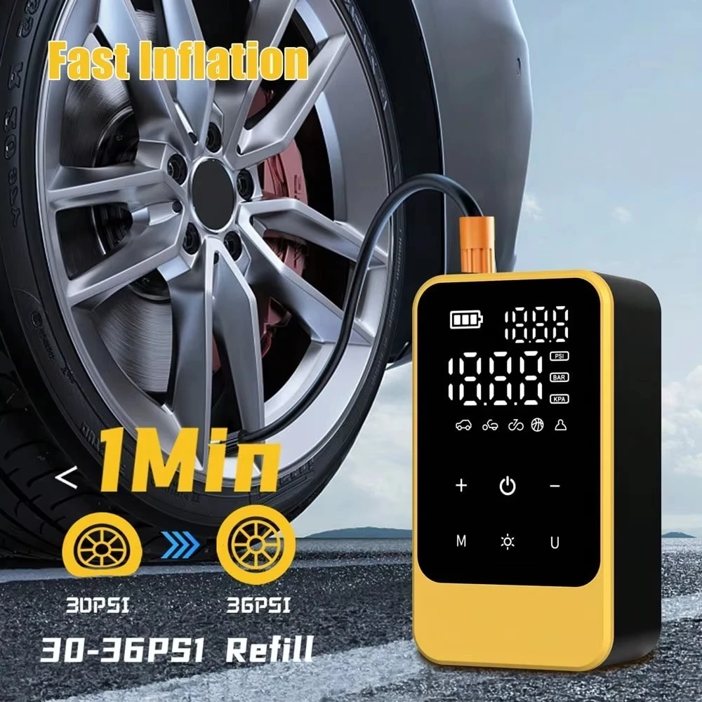 Gonfiatore portatile per pneumatici, gonfiatore elettrico ricaricabile, compressore d'aria digitale per auto biciclette pompa gonfiabile di calcio, pompa gonfiabile multifunzione