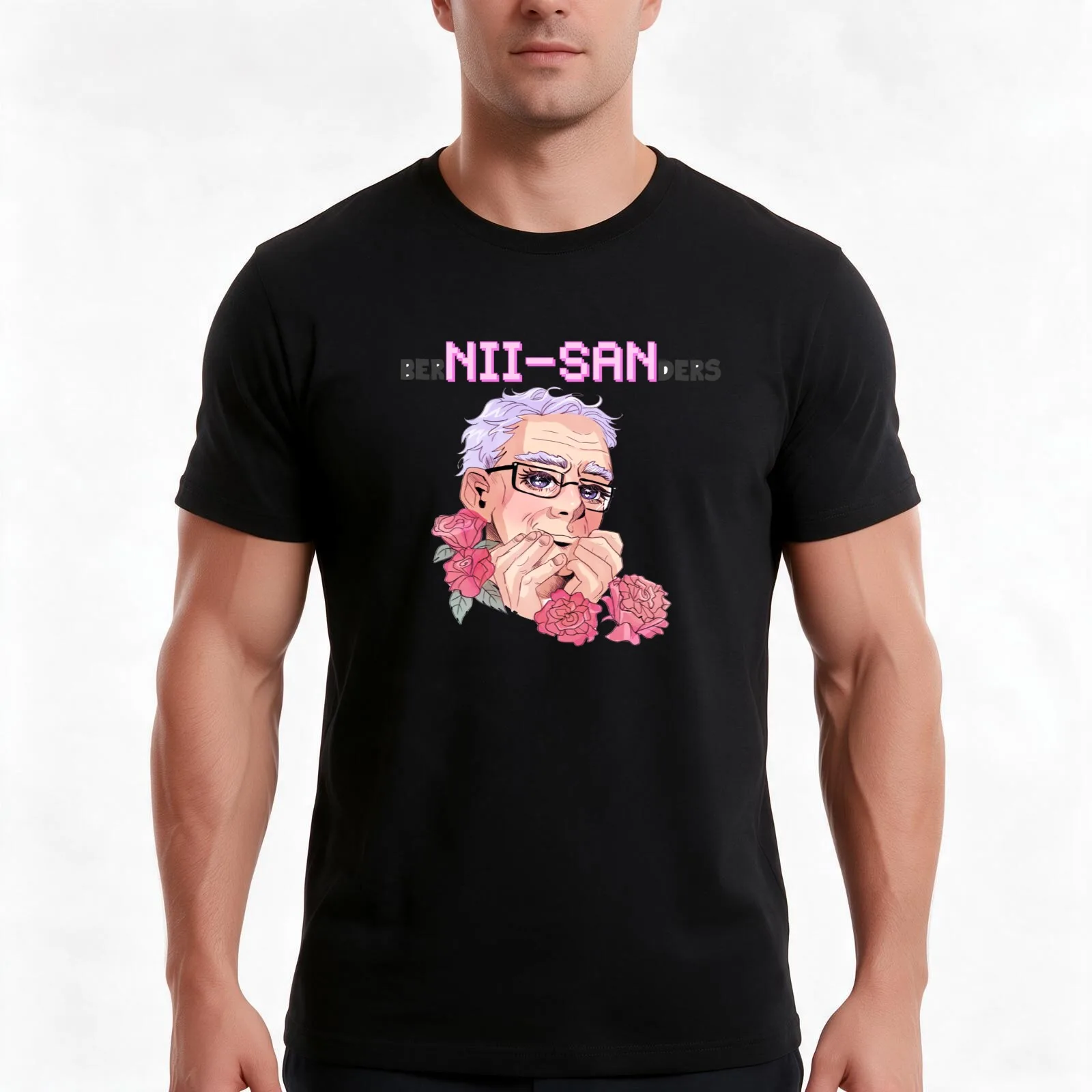 Ber Nii-San Ders T-Shirt, Summer Casual Cotton Tee, Oversized Streetwear Tops, Vintage Graphic Print, Loose Fit Short Sleeve