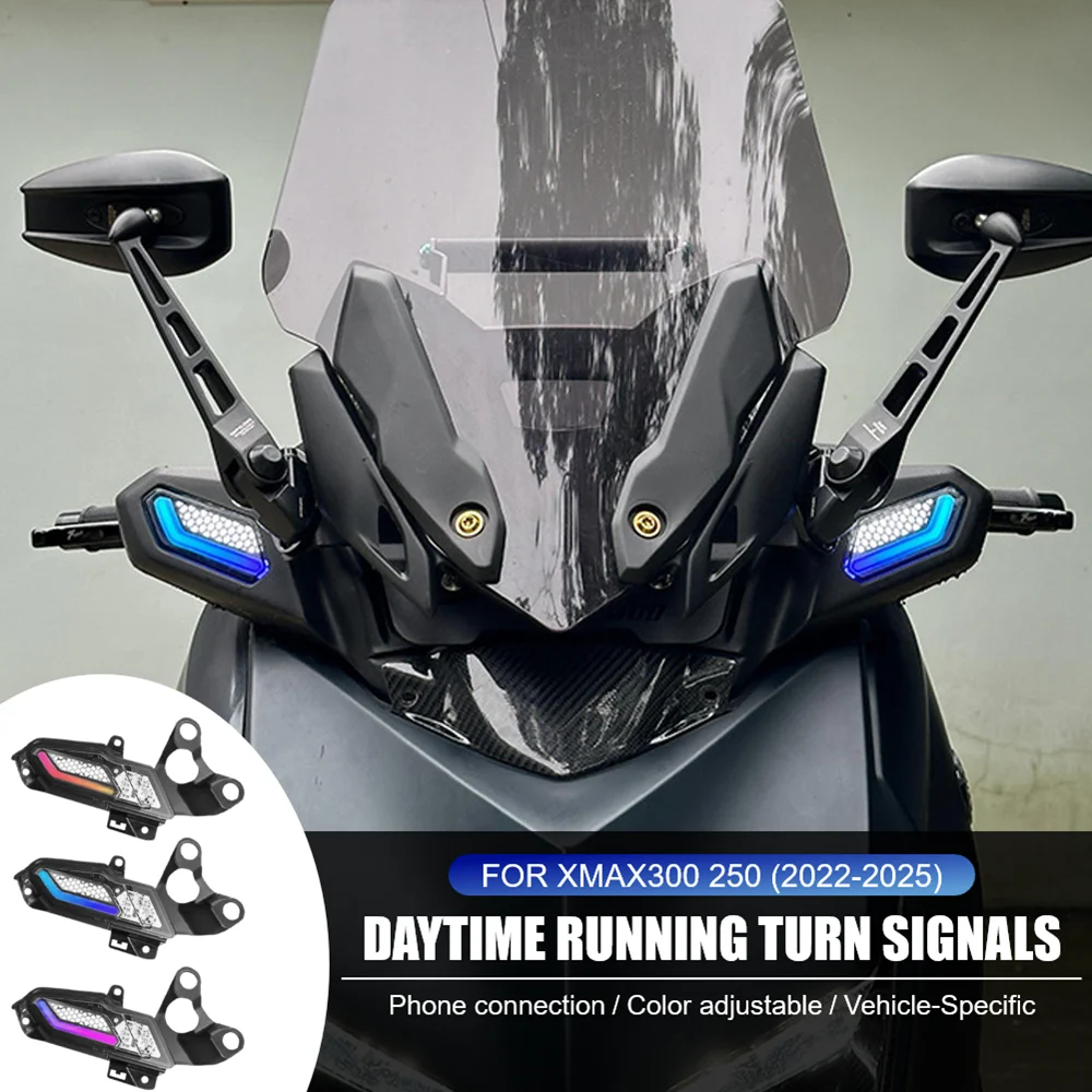 

Modified Motorcycle 2022-2025 Xmax300 XMAX250 Yellow Turn Signal Lamp with White Running Water Daytime Light Fit for Yamaha XMAX