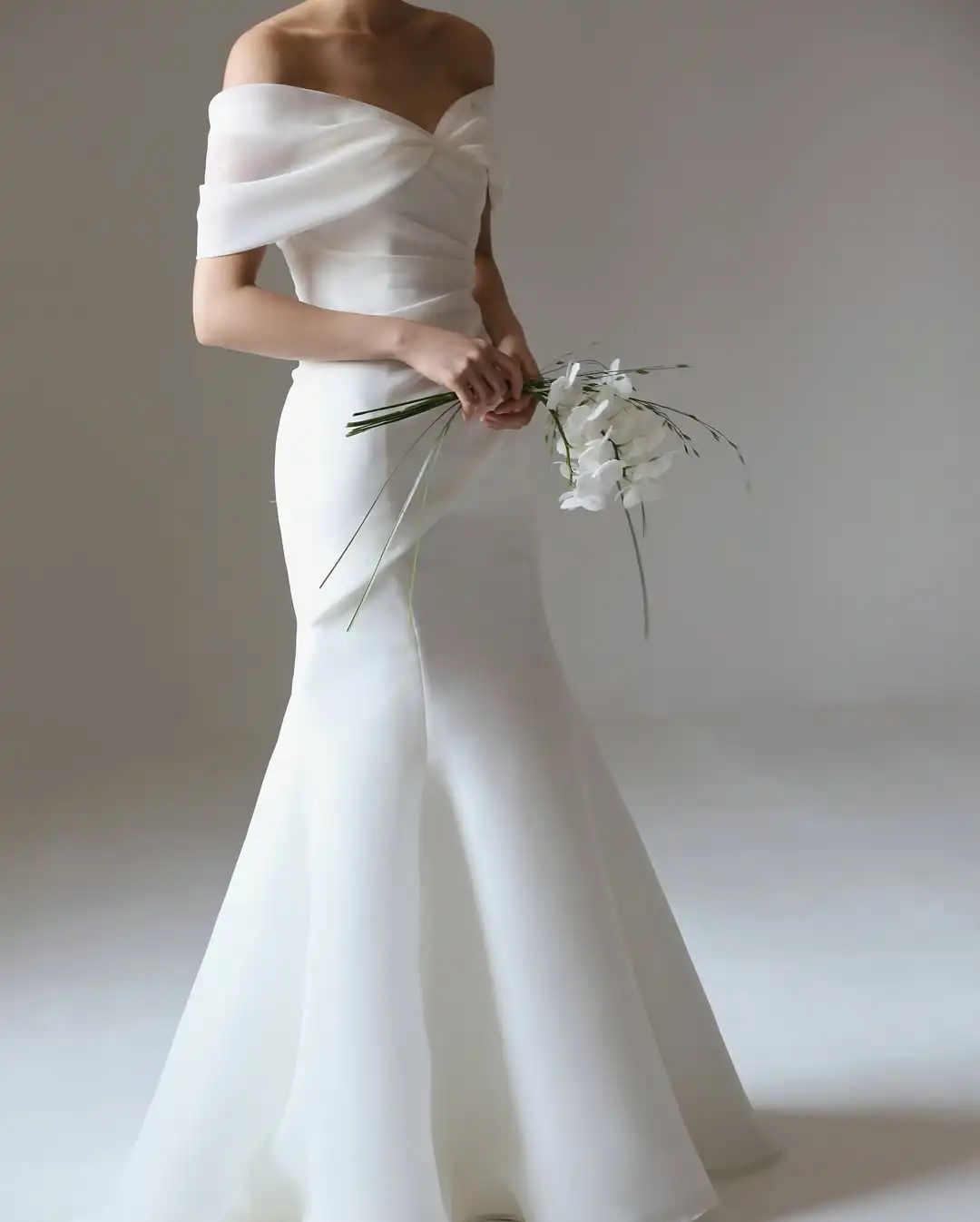Sondr Mermaid Korean Wedding Dresses Off the Shoulder Silk Organza Bridal Gown Elegant Corset Wedding Party Dresses