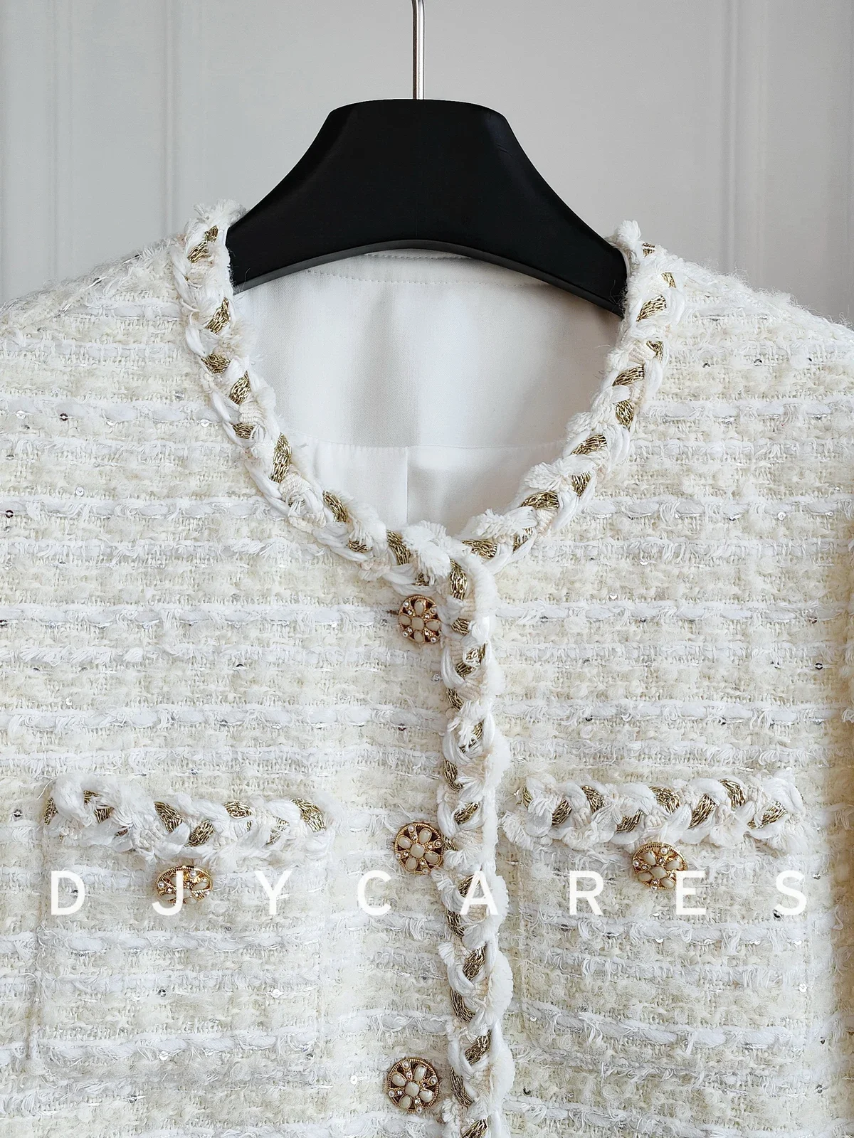 New  Coarse woolen woolen woven jacket with handmade edging for socialite's top big size