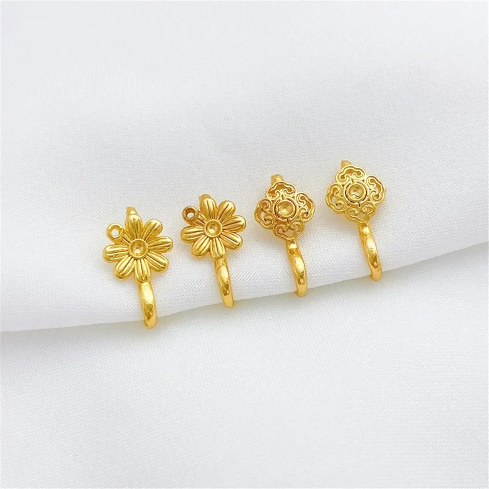 18K Gold-Color Sunflower Buckle, Ruyi Hook, Pearl Bracelet, Necklace, Closing Buckle, Handmade DIY Jewelry Accessories K072