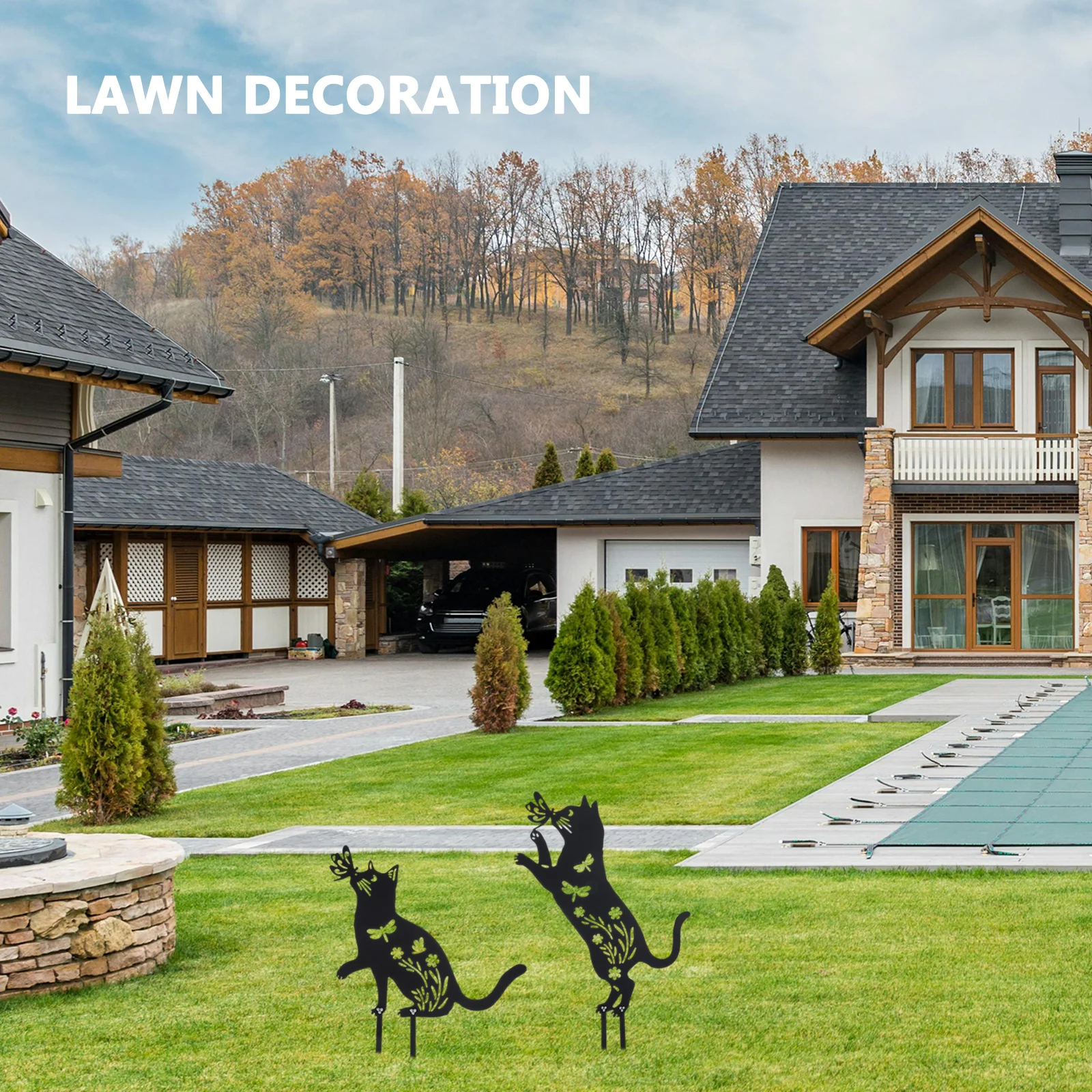 2 قطعة ساحة في الهواء الطلق الحيوان حصة الحديد حديقة القط إدراج ديكور الحديقة زخرفة حديقة حصص ديكور الحيوان حصص الفناء