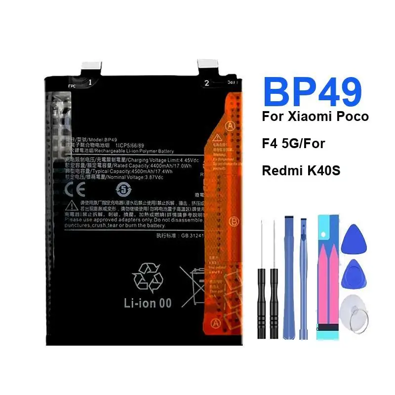 

4500mAh Replacement Battery BP49 for Xiaomi Poco F4 5G for Redmi K40S Portable Mobile Phone Batteries Warranty + Track Code
