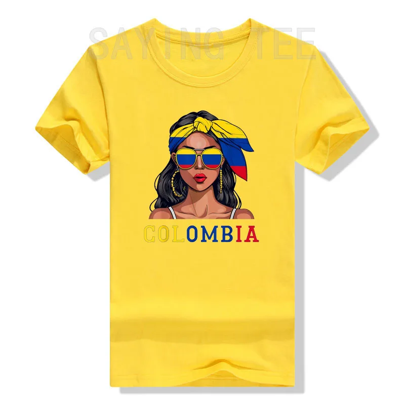 Colombianas Souvenirs Products Woman Flag Roots Colombia T-Shirt Girls Fashion Colombianos Proud Graphic Tee Short Sleeve Outfit