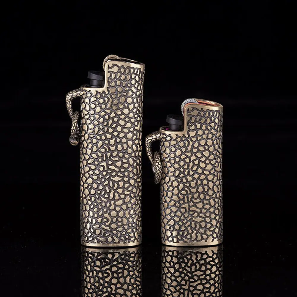 

New Brass Lighter Case Cover Snake Skin Pattern Fits Cricket Long/Short Lighter