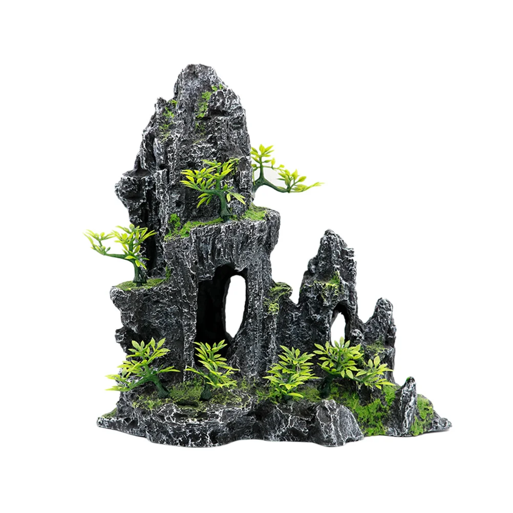 

Resin Peak Aquarium Rockery Artificial Mountain Fish Tank Decor Easy Clean Aquarium Ornament Enhance Visual Appeal
