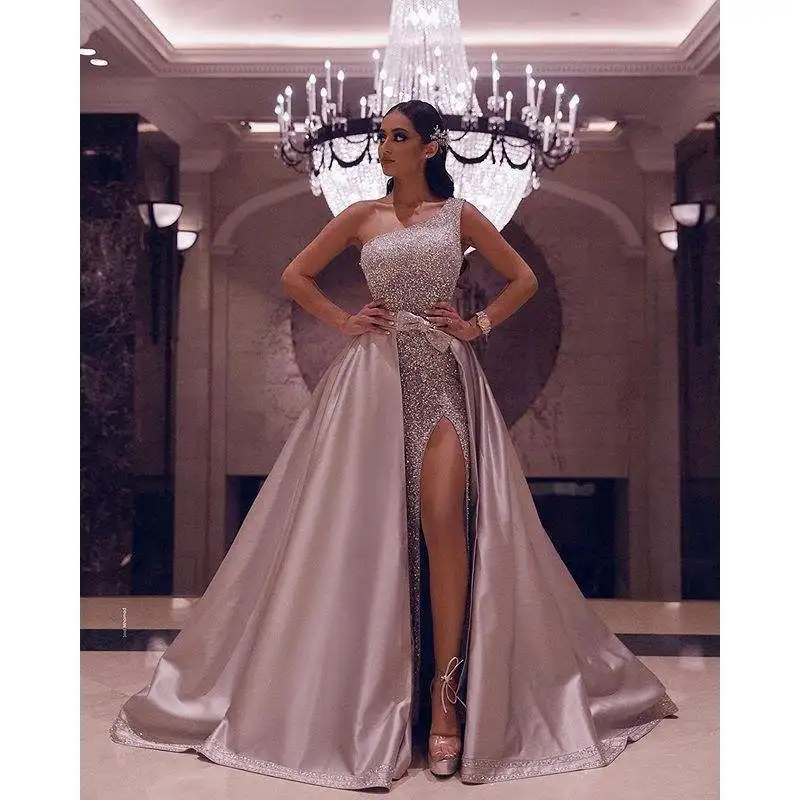 

Новинка 2020, осеннее женское платье на одно плечо, вечернее платье длиной до пола, свадебное платье, длинная юбка на молнии, полиэфирная ткань