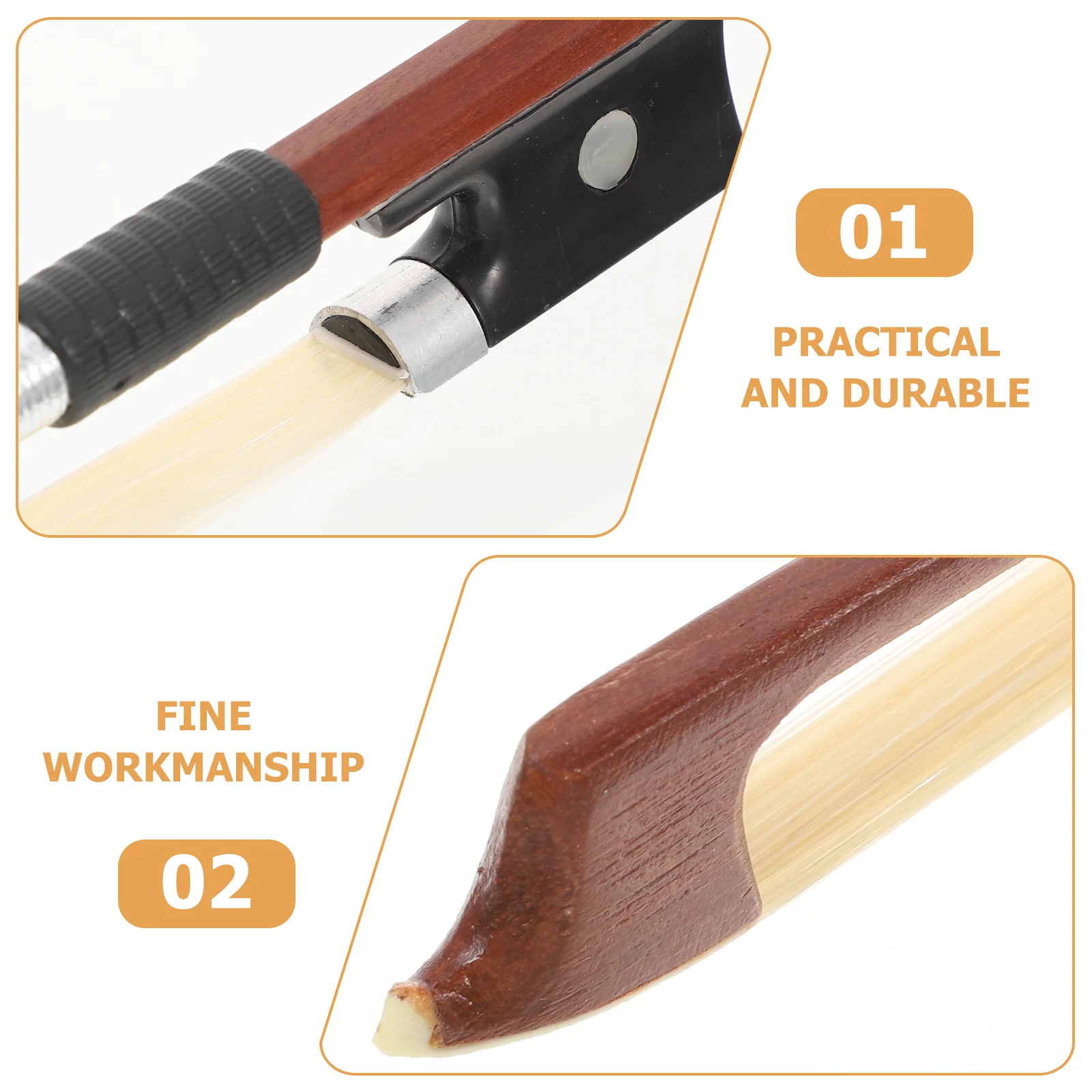 Violin Bow Accessory Well Balanced Wooden Round Accessories Musical Equipment Horsetail Hair Made Student