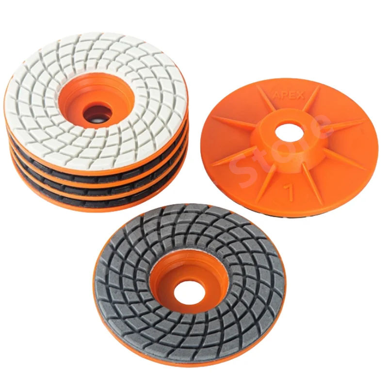 4''100mm Abrasive Buckle Lock Diamond Dry Polishing Pad With Backer For Stone Marble Granite Concrete Grinding Flexible Disc