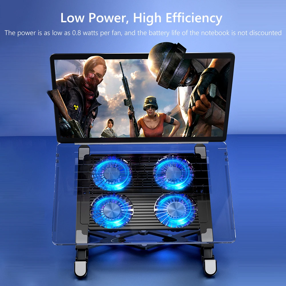 

Laptop Cooling Pad with 2/4 Fans Silent Gaming Laptop Cooler Fan RGB 7 Height Portable Laptop Holder for 11-17.3 Inch Notebook