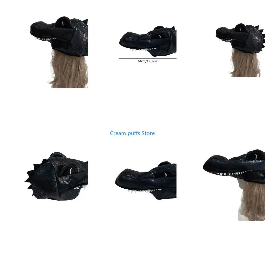 50LE Eye Catching Crocodiles Mask Hat with Realistic Texture Design For Prank Themed Event DressingUp Headpiece