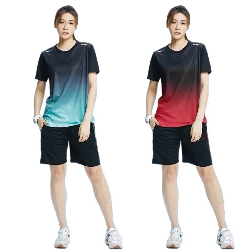 

Sports Uniform Short Sleeve Basketball Suit Quick Dry Lightweight Running Set Men Women Summer Fitness 2 Piece Outfit T-Shirts S