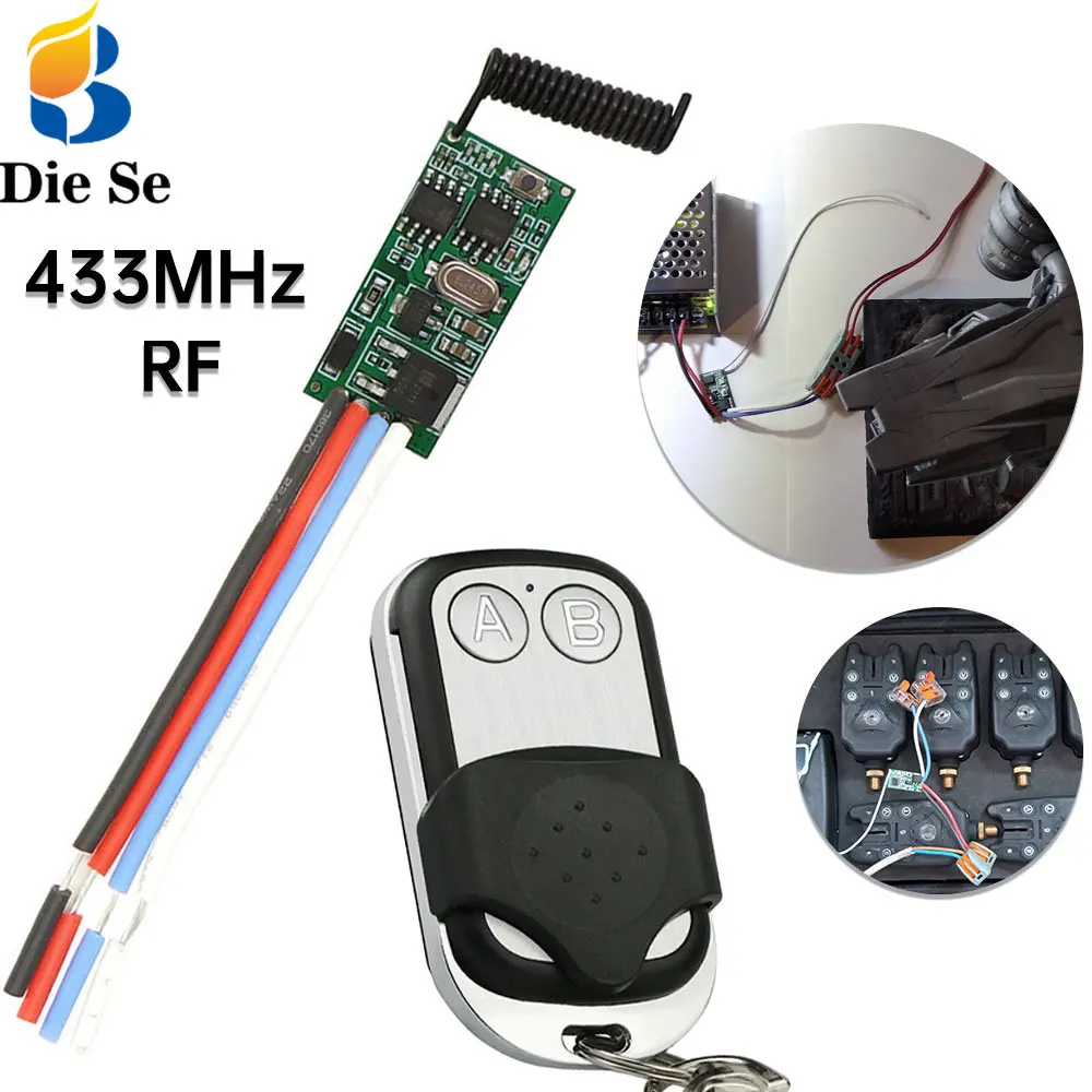 

433mhz RF Wireless Remote Control Switch DC 3.6V 6V 12V 24V Relay Receiver 1 Channel Module Switch Metal Transmitter for LED DIY