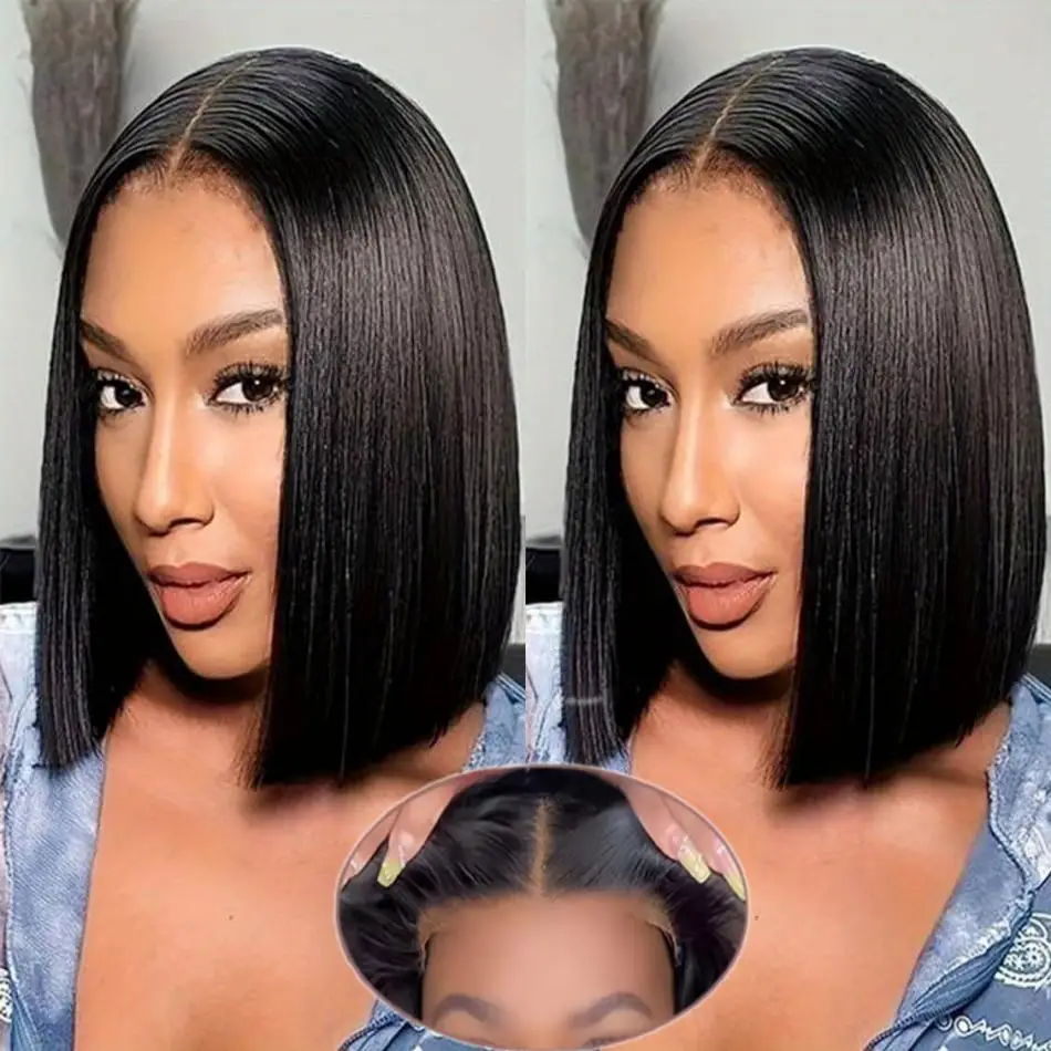 Ready To Wear Human Hair Wigs Lace Frontal Wig 5x5 Glueless Wig Short Bob Straight Wig 4x4 Pre Plucked Closure Lace Front Wigs