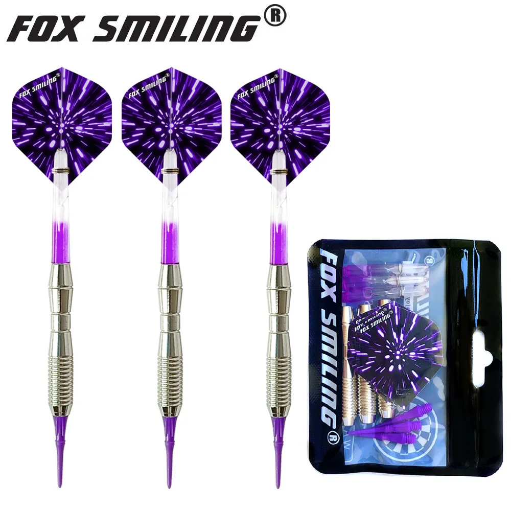 Fox Smiling-dardos eléctricos profesionales de punta suave, 3 piezas, 18g, con eje de aluminio