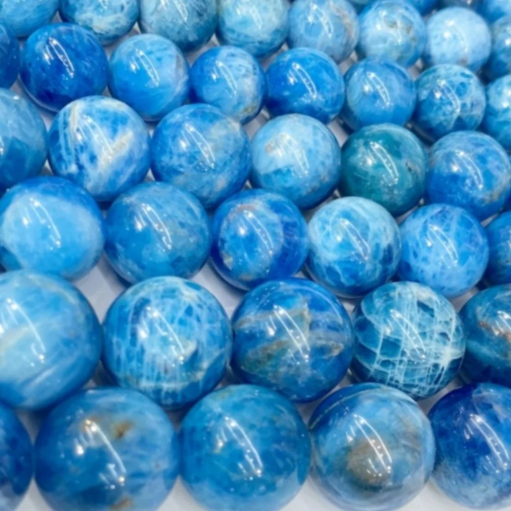 Natural Blue Apatite Stone Beads round Gem Beads for DIY Jewelry Making - Bracelet Charms 6mm 8mm 10mm 12mm Wholesale
