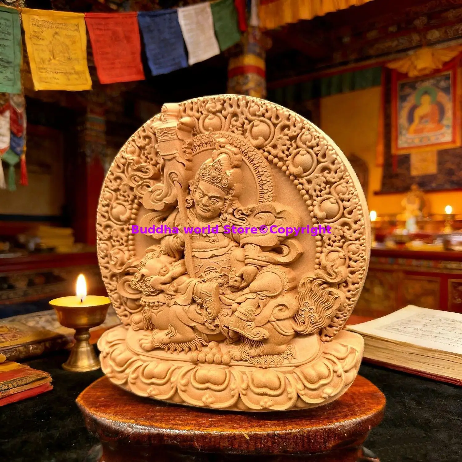 Vaisravana Heavenly King of Wealth Jambhala Tibet Handmade clay Buddha Holy tsha-tsha Buddhist temple lama monk worship 10cm