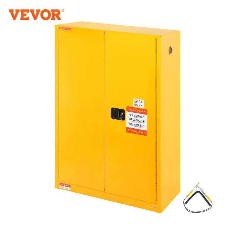 

VEVOR Flammable Safety Cabinet 45/50 Gal Cold-Rolled Steel Flammable Liquid Storage Cabinet Explosion Proof w/ Adjustable Shelf