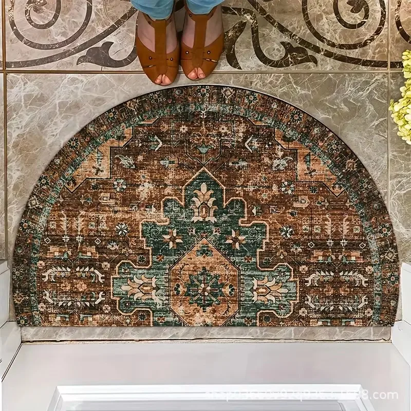VIKAMA Persian Vintage Semi-Circular Doormat – Non-slip, Comfortable and Warm Doormat for the Entrance Hall – Home Decor