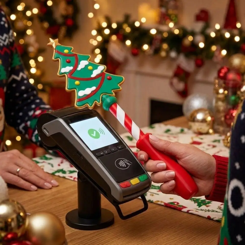 3D Printed Christmas Credit Card Wand Plastic Reindeer Contactless Payment Wand Non-Contact Christmas Star Santa Tap To Pay Wand