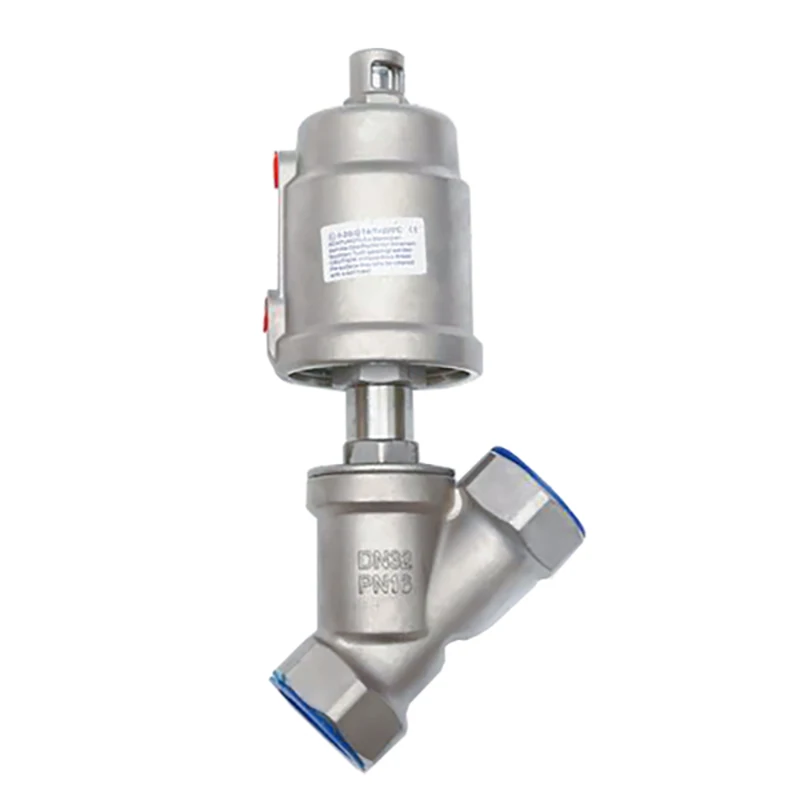 DN32 Stainless Steel Pneumatic Seat Valve 16bar Normally Closed Pneumatic Actuator Angle Seat Valves For Steam Gas Oil