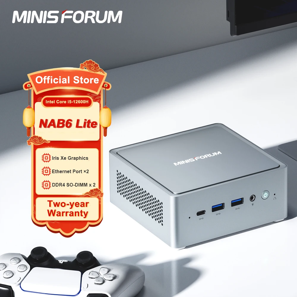 MINISFORUM MINI PC NAB6 Lite Intel i5 12600H Windows 11 Mini Computer DDR4 32GB 1TB NVMe SSD Intel 12 Gen WIFI 6 Mini Gaming  PC